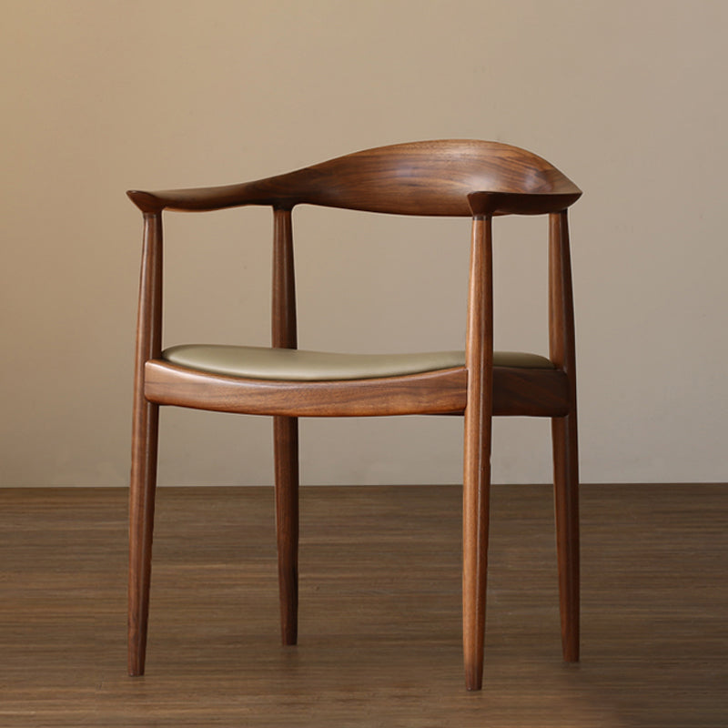 Contemporary Style Arm Chair Wood Open Back Dining Chairs for Kitchen