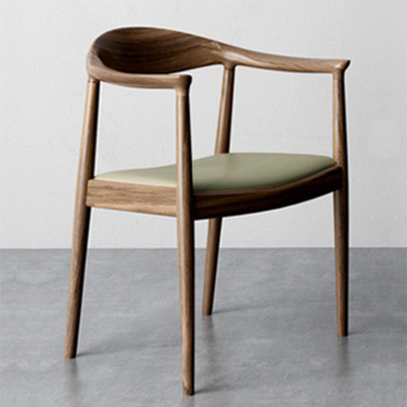 Contemporary Style Arm Chair Wood Open Back Dining Chairs for Kitchen