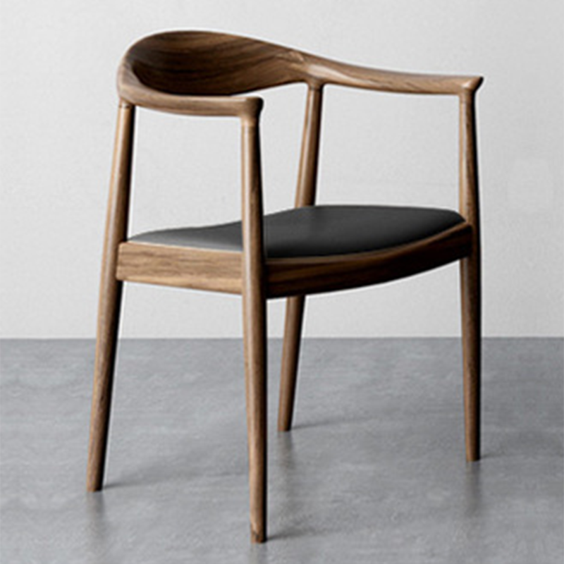 Contemporary Style Arm Chair Wood Open Back Dining Chairs for Kitchen