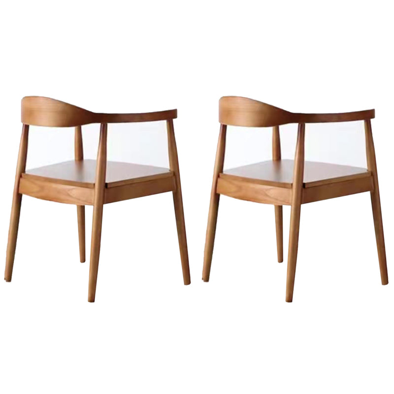 Contemporary Style Arm Chair Wood Open Back Dining Chairs for Kitchen