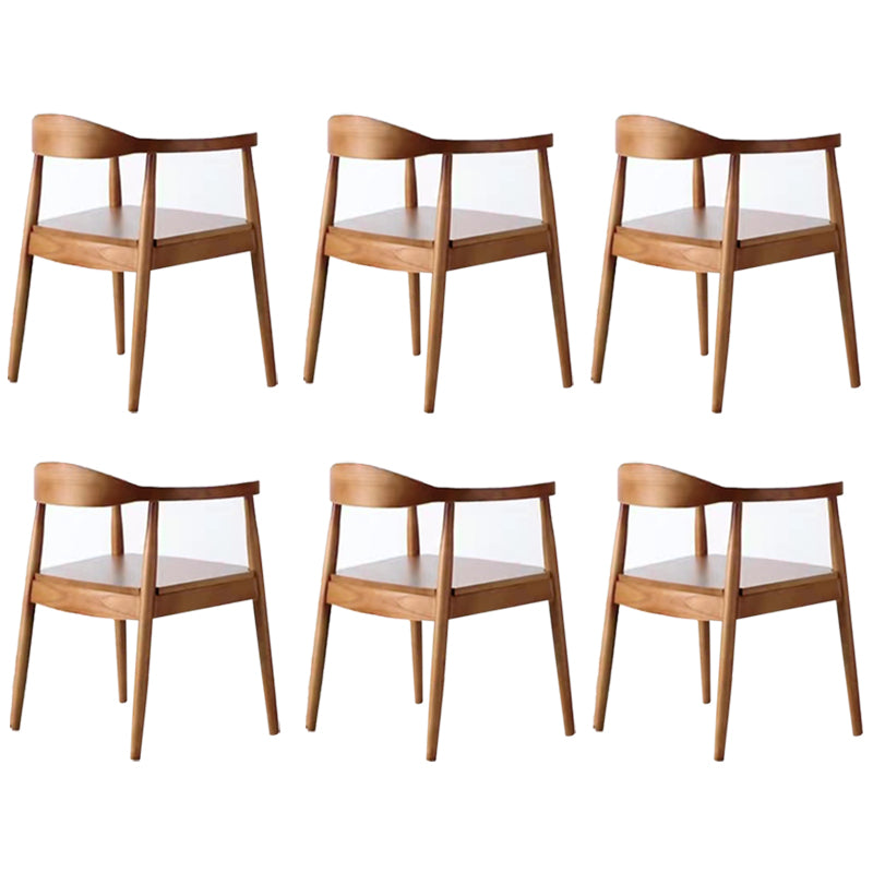 Contemporary Style Arm Chair Wood Open Back Dining Chairs for Kitchen