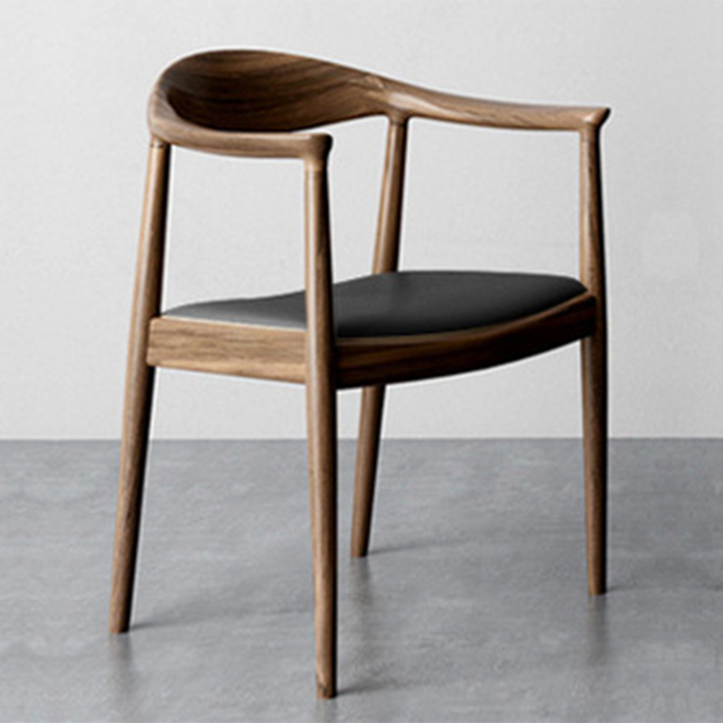 Contemporary Style Arm Chair Wood Open Back Dining Chairs for Kitchen
