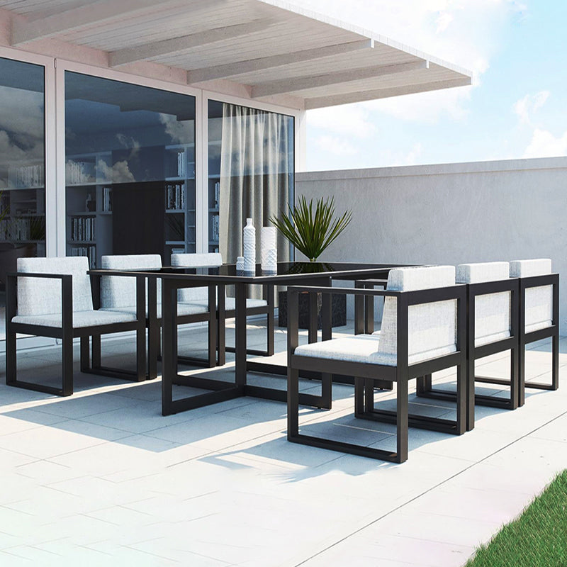 Modern Standard Height Dining Room Chair and Table Set with Black Chairs