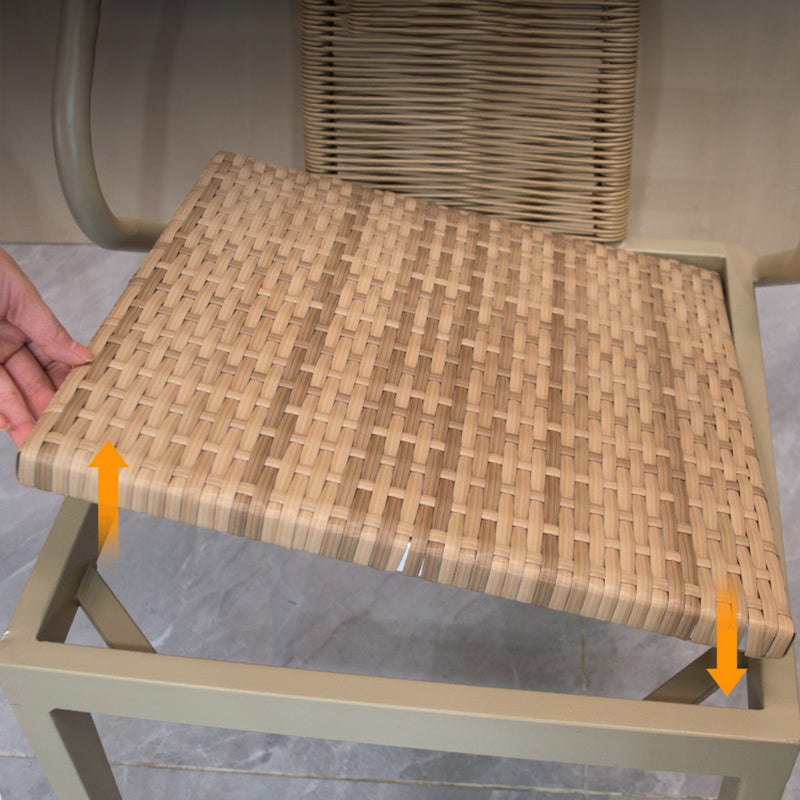 Modern Round Shape Dining Room Chair and Table Set with 2 Woven Chairs