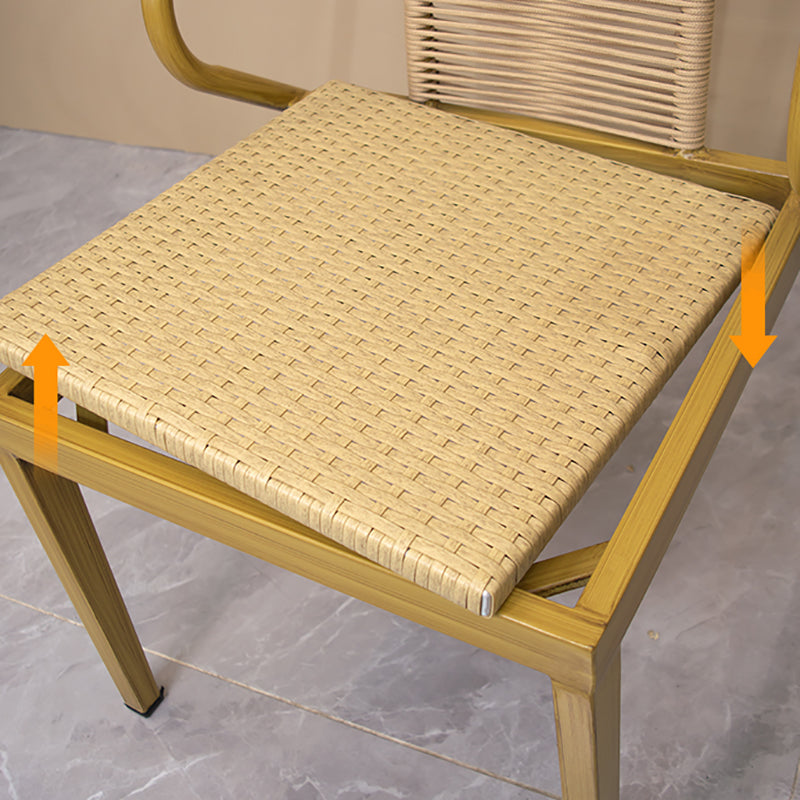 Modern Round Shape Dining Room Chair and Table Set with 2 Woven Chairs