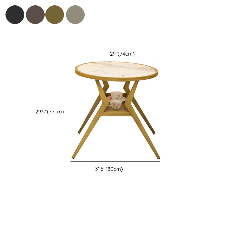 Modern Round Shape Dining Room Chair and Table Set with 2 Woven Chairs