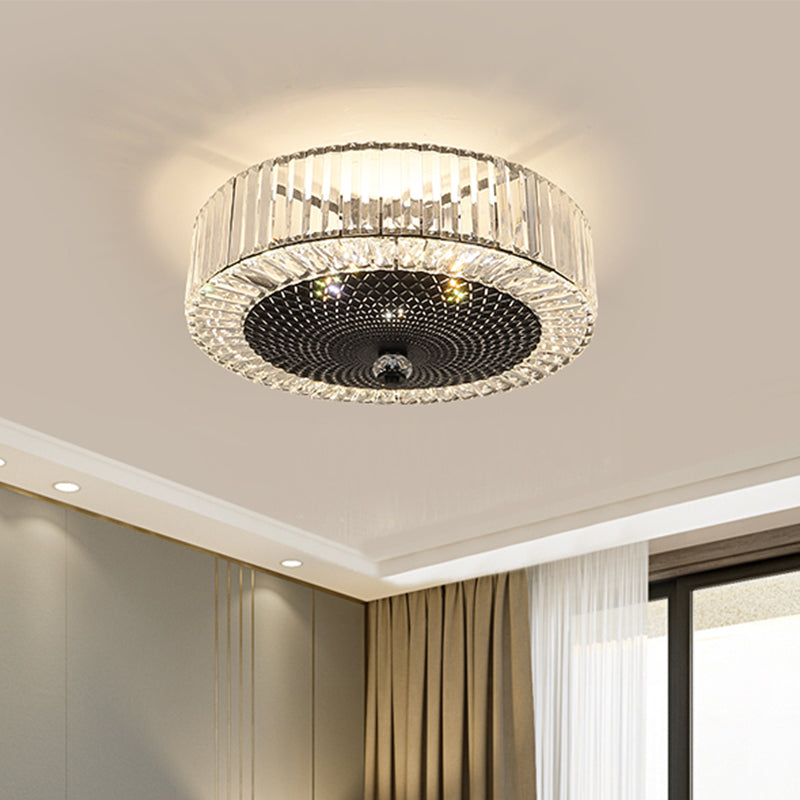 Minimalist Drum Shape Flush Light 4/5-Light Crystal Rectangle Flush Mount Ceiling Lamp in Black