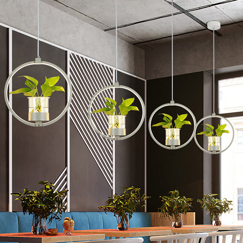 1 Glühbirnenkreishängeanhänger Vintage Schwarz/Grau/Weiß -Metall -LED -Deckenhänge für das Restaurant