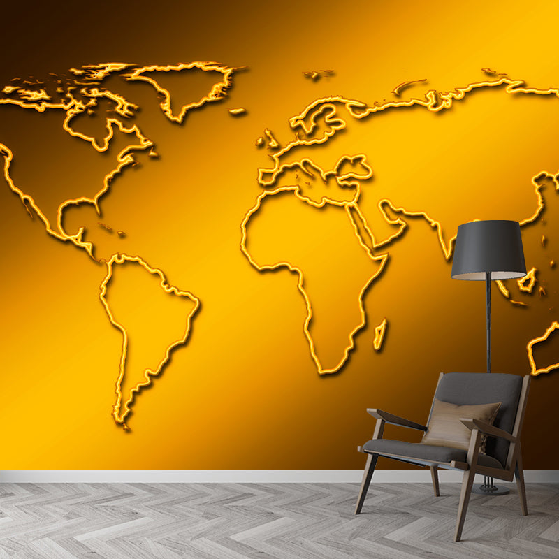 World Map Wallpaper Environment Friendly Mildew Resistant Indoor Wall Mural