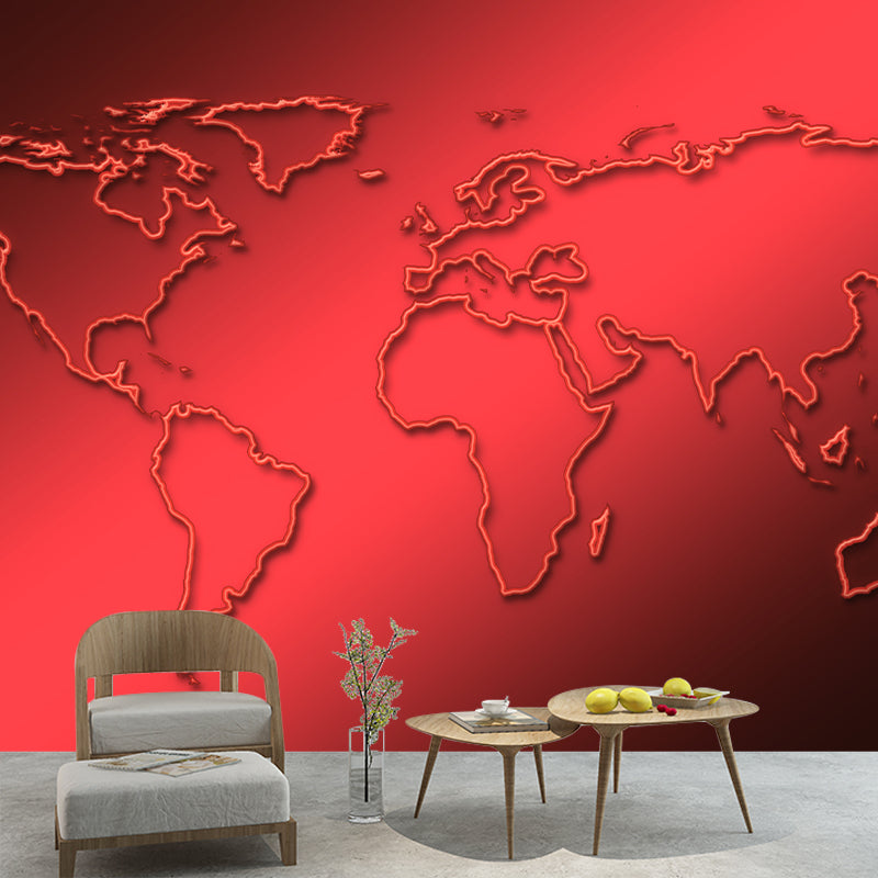 World Map Wallpaper Environment Friendly Mildew Resistant Indoor Wall Mural