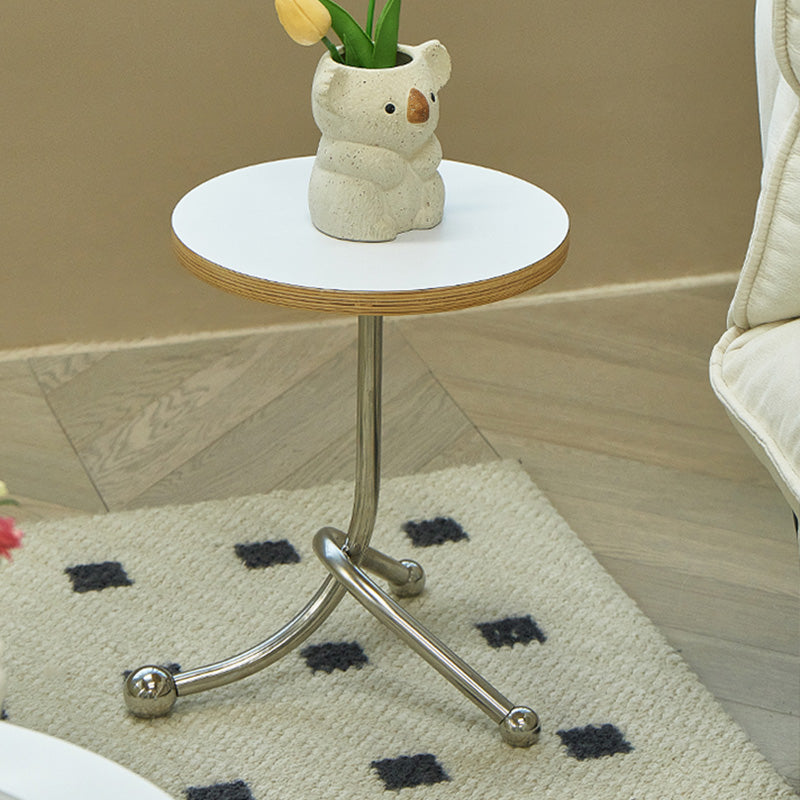 Pedestal Silver Base End Table with Round Top Sofa Side Accent Table