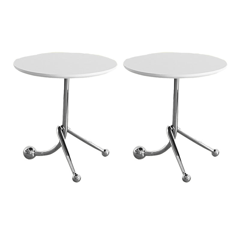 Pedestal Silver Base End Table with Round Top Sofa Side Accent Table