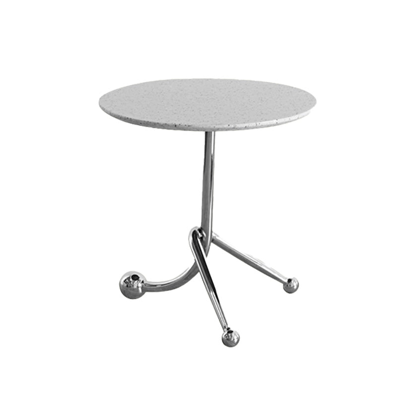 Pedestal Silver Base End Table with Round Top Sofa Side Accent Table