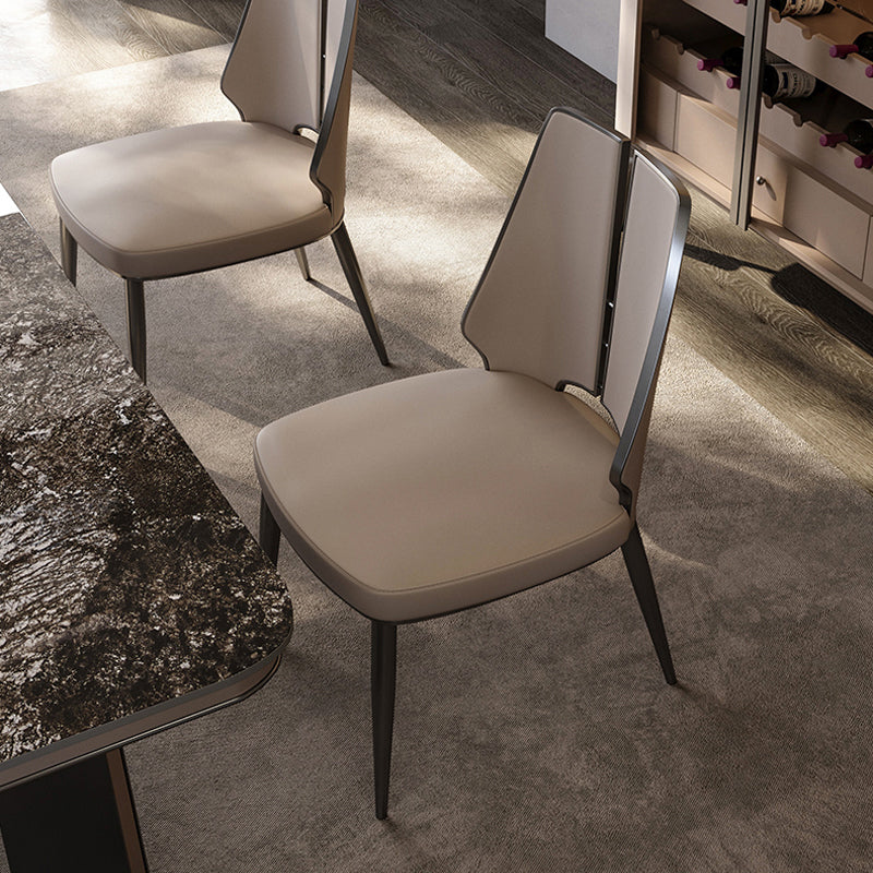 Glam Style Side Chair Leather Metal Base Dining Chair for Dining Room