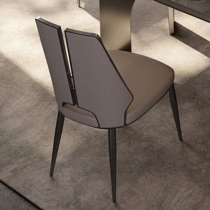 Glam Style Side Chair Leather Metal Base Dining Chair for Dining Room