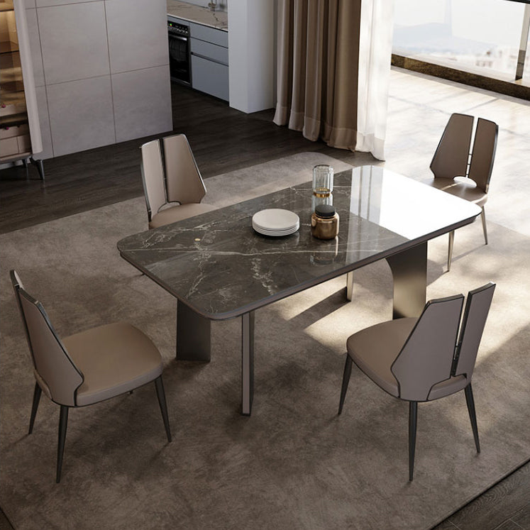 Glam Style Side Chair Leather Metal Base Dining Chair for Dining Room