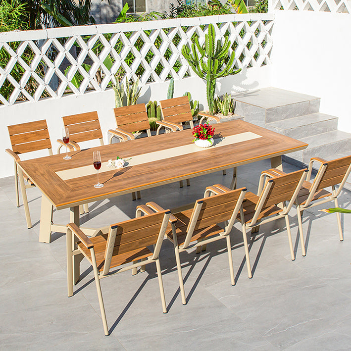 Industrial Water Resistant Dining Table Manufactured Wood Patio Table