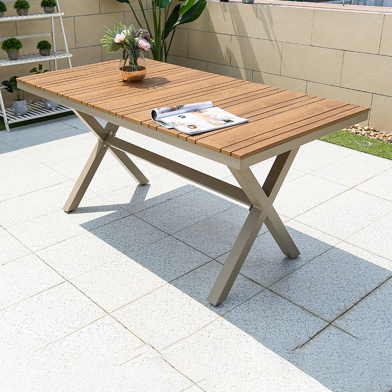 Industrial Water Resistant Dining Table Manufactured Wood Patio Table