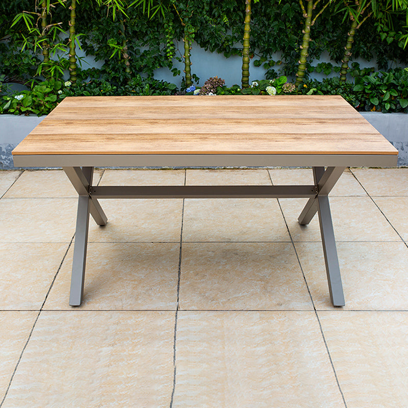 Industrial Water Resistant Dining Table Manufactured Wood Patio Table