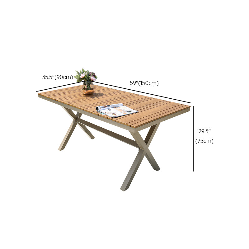 Industrial Water Resistant Dining Table Manufactured Wood Patio Table