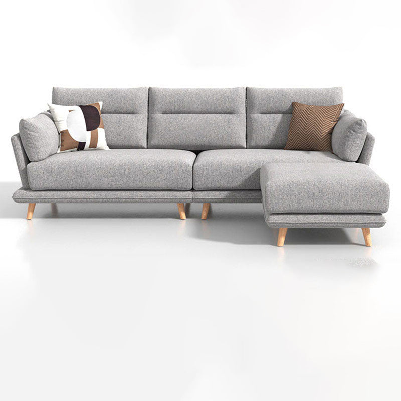 Faux Leather Sectionals in Gray Flared Arm Pillowed Back Cushions Sectional Sofa Set