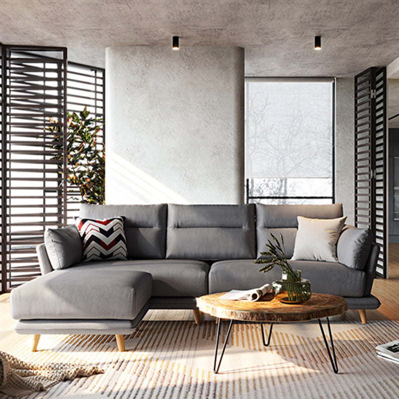 Faux Leather Sectionals in Gray Flared Arm Pillowed Back Cushions Sectional Sofa Set