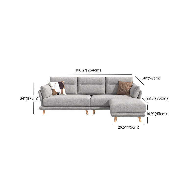 Faux Leather Sectionals in Gray Flared Arm Pillowed Back Cushions Sectional Sofa Set