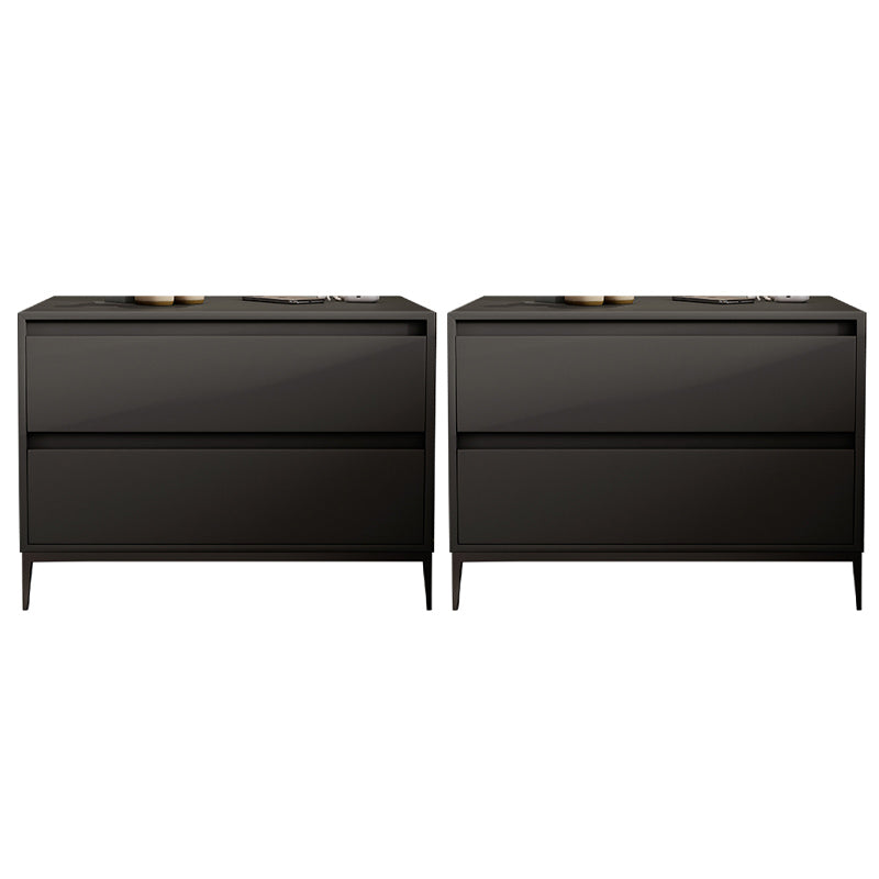 Modern Bedside Cabinet Leather Accent Table Nightstand with Drawers