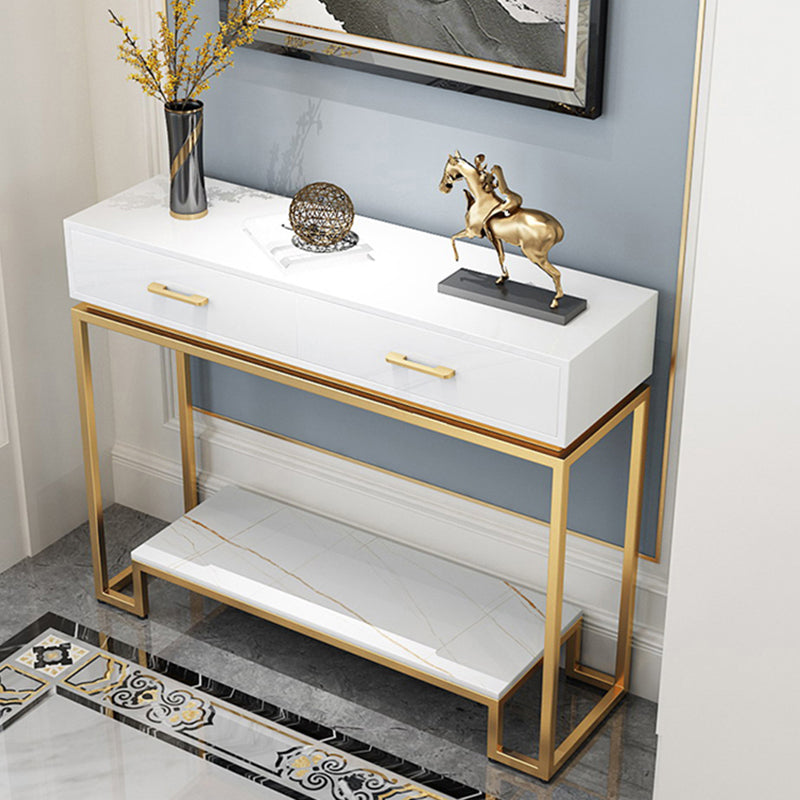 Rectangle Shape Contemporary Console Table 2 Drawers Wood Console Sofa Table