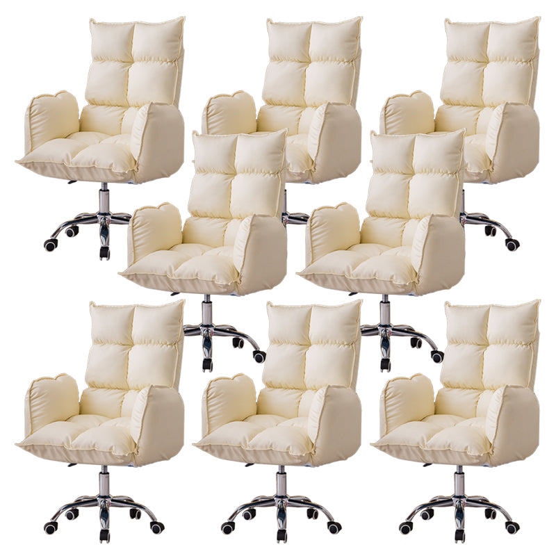 Armless Office Chair Distressing Ergonomic Chair with Wheels for Room
