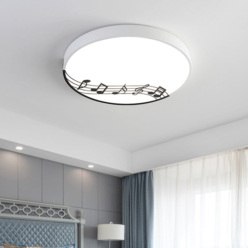 Macaron Disc Thin Ceiling Flush Mount Acrylic Bedroom LED Flushmount Lighting in Black/White with Rhythm Pattern