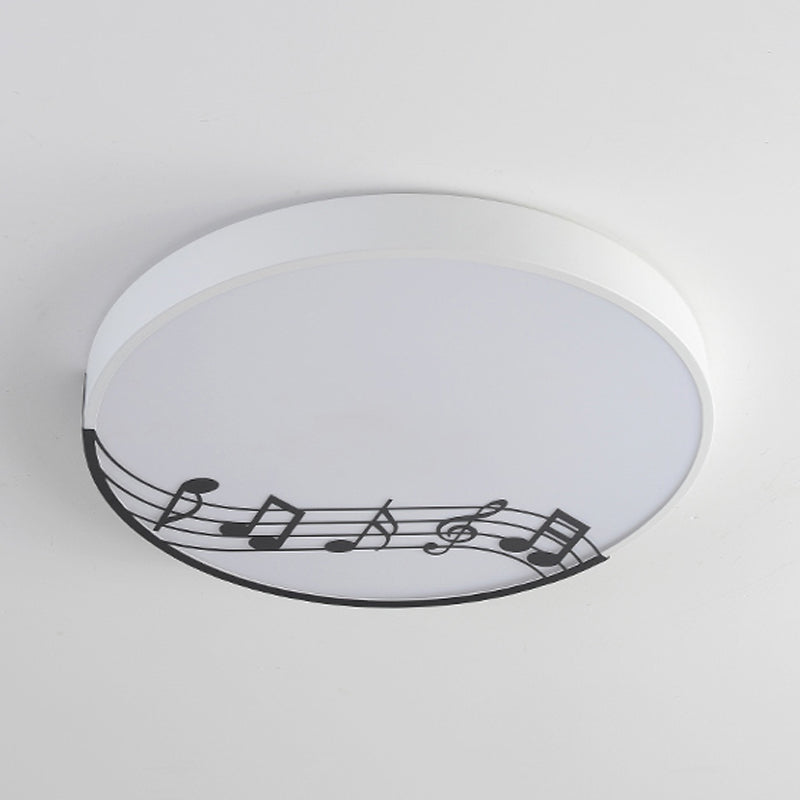 Macaron Disc Thin Ceiling Flush Mount Acrylic Bedroom LED Flushmount Lighting in Black/White with Rhythm Pattern