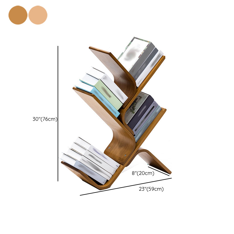 Modern Open Back Bookshelf Etagere Bamboo Bookcase for Home Office