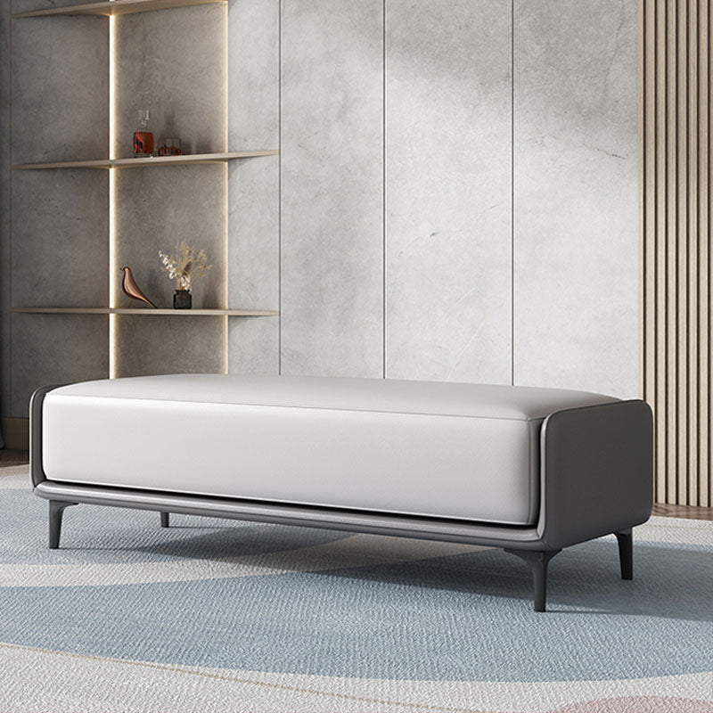 Rectangle Entryway Bench Modern Cushioned Seating Bench with Metal Legs