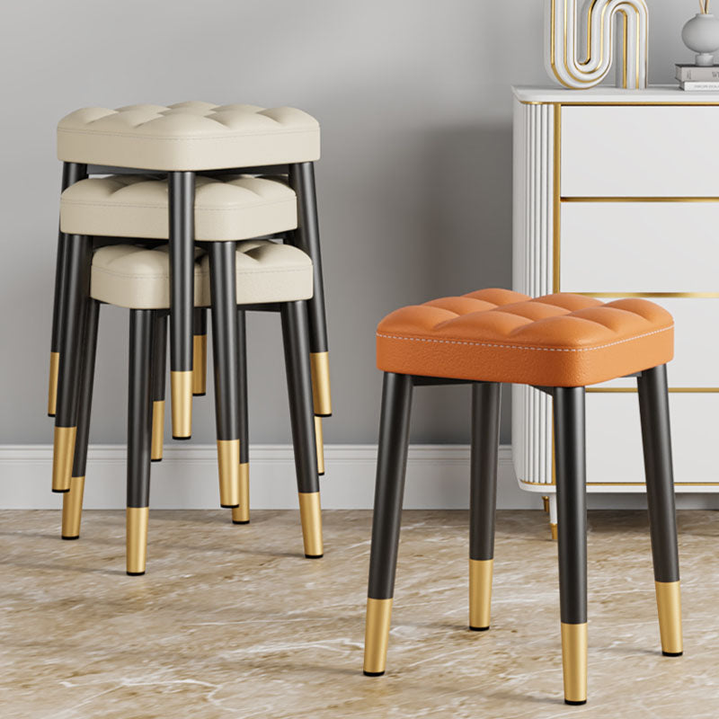 Modern Square Standard Leather Standard with Black Legs for Home