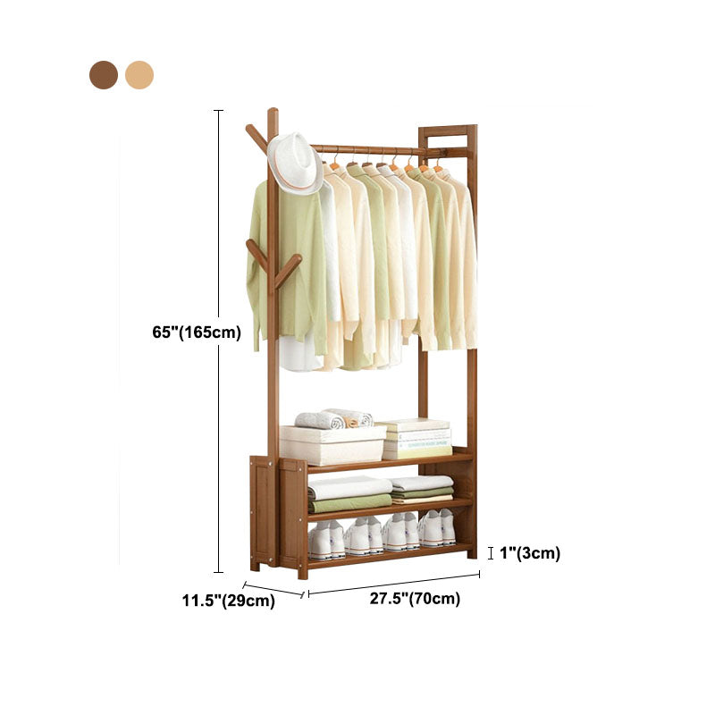 Contemporary Style Wardrobe Armoire Bamboo Armoire with Garment Rod for Home