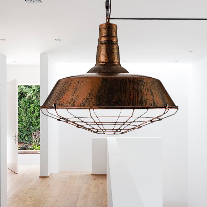 Retro Stylish Draht Guard Anhänger Licht mit Scheunenschatten 10 "/14"/18 "breit 1 leichte Metallhängevorrichtung in Schwarz/Bronze/Rost für die Küche