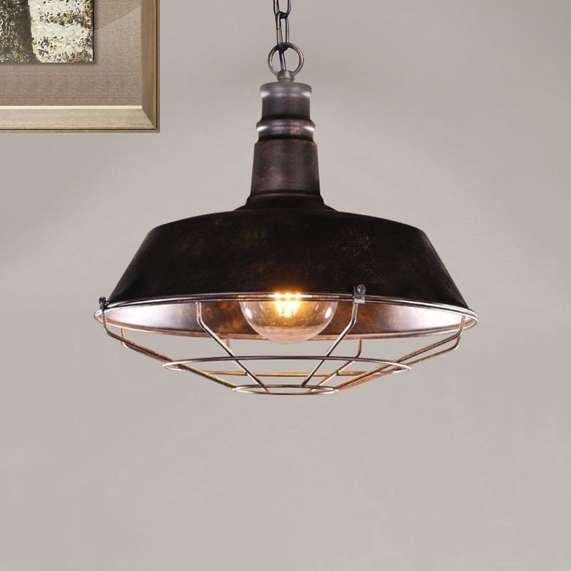 Retro Stylish Draht Guard Anhänger Licht mit Scheunenschatten 10 "/14"/18 "breit 1 leichte Metallhängevorrichtung in Schwarz/Bronze/Rost für die Küche