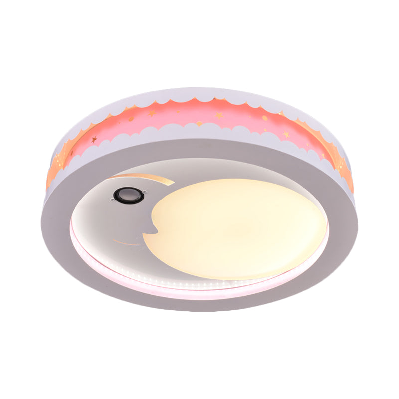 Hollowed Out Crescent Music Ceiling Light Metal Bedroom LED Flush Mounted Lamp in Pink/Blue/Navy