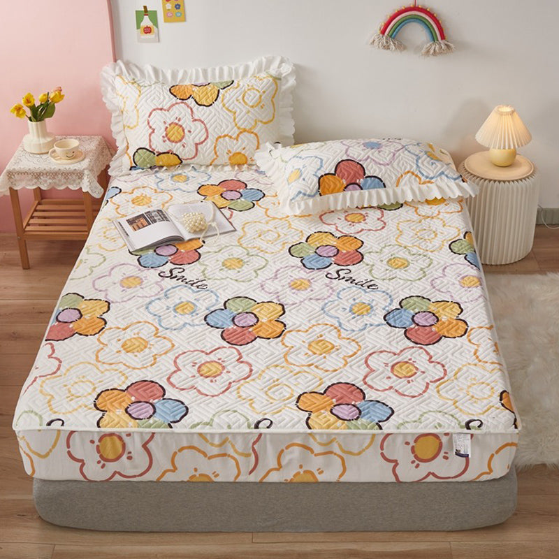 Fitted Sheet Cotton Floral Printed Breathable Ultra Soft Wrinkle Resistant Bed Sheet Set