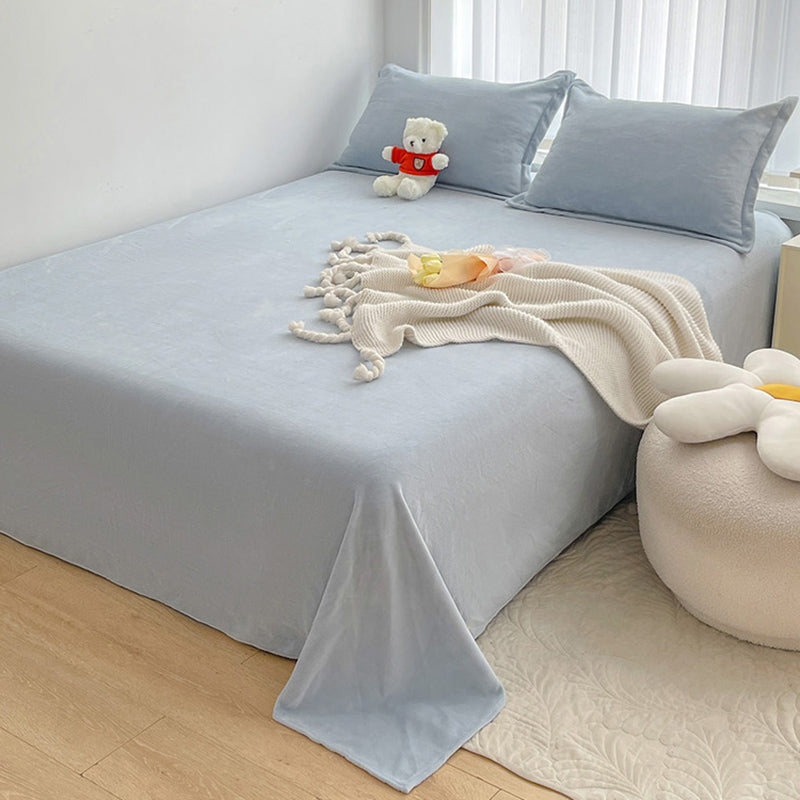 Solid Bed Sheet Set Flannel Elegant Fitted Sheet for Bedroom