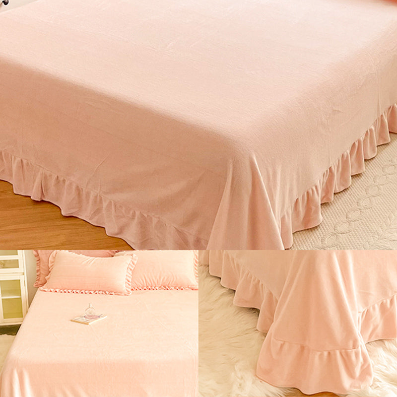 Super Soft Bed Sheet Set Solid Flannel Fitted Sheet for Bedroom