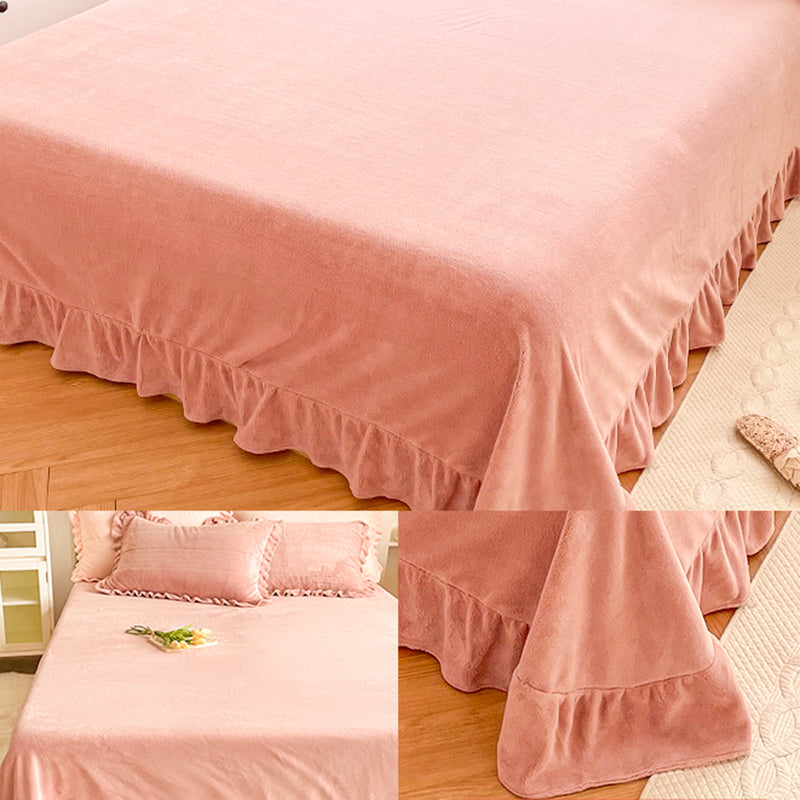 Super Soft Bed Sheet Set Solid Flannel Fitted Sheet for Bedroom