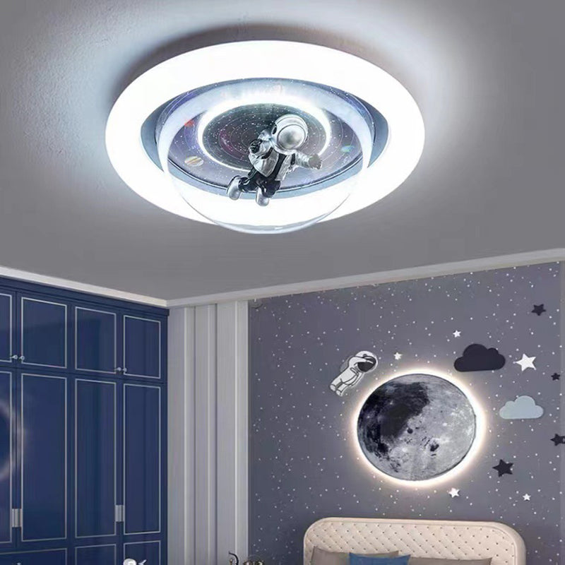 Round Shape Metal Flush Light Kid Style 2 Lights Flush Mount Ceiling Lights