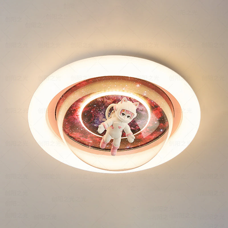 Round Shape Metal Flush Light Kid Style 2 Lights Flush Mount Ceiling Lights
