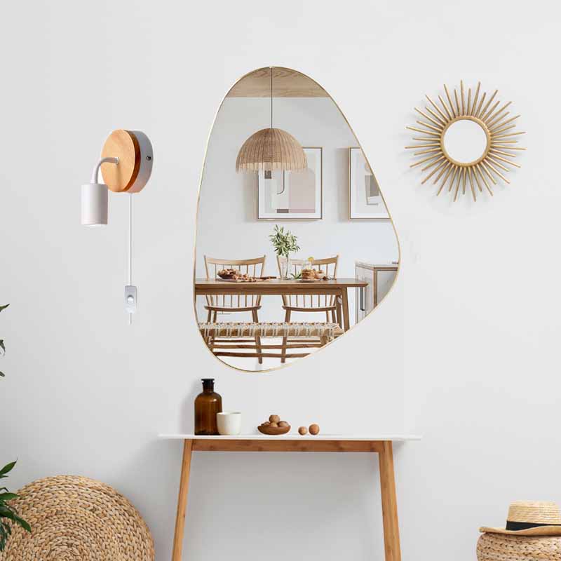 Modern Wood Wall Sconce Metal Cylinder Shape Vanity Light for Bathroom