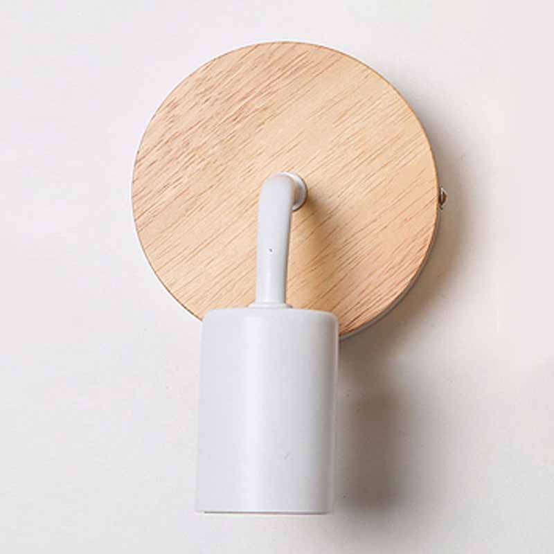 Modern Wood Wall Sconce Metal Cylinder Shape Vanity Light for Bathroom