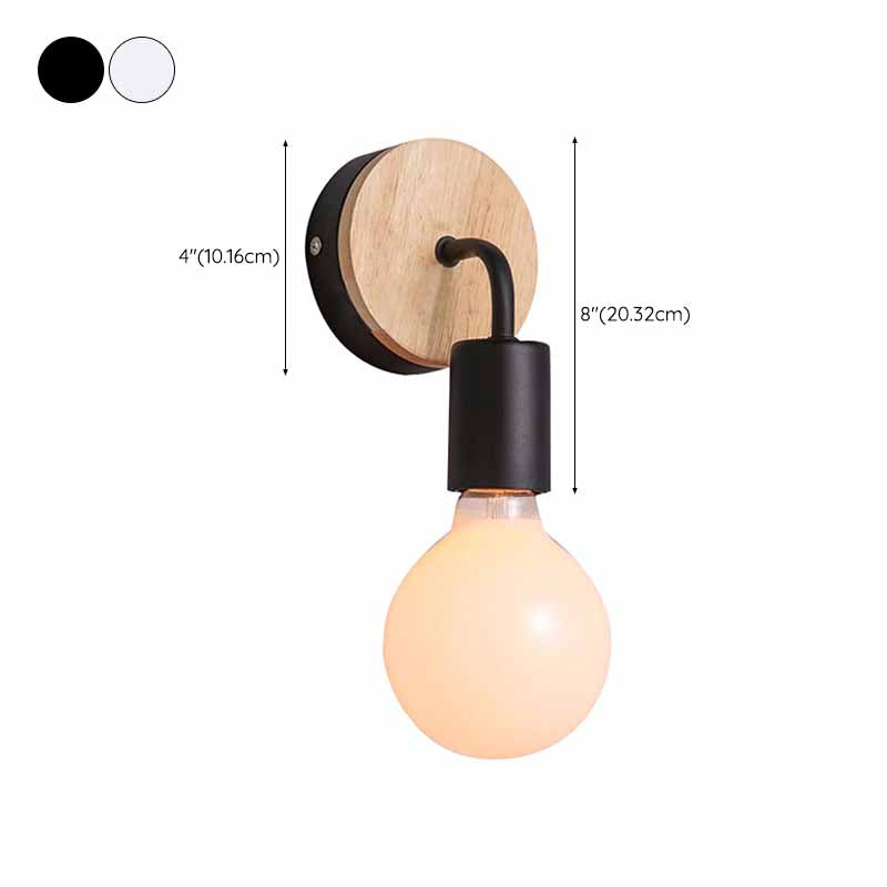 Modern Wood Wall Sconce Metal Cylinder Shape Vanity Light for Bathroom
