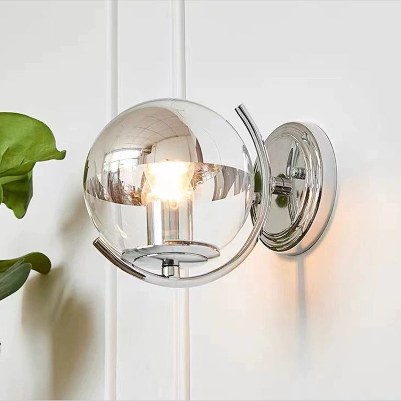 Modern Wall Mounted Light 1 Light Metal Flush Mount Wall Sconce in Silver Finish