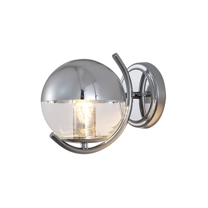 Modern Wall Mounted Light 1 Light Metal Flush Mount Wall Sconce in Silver Finish